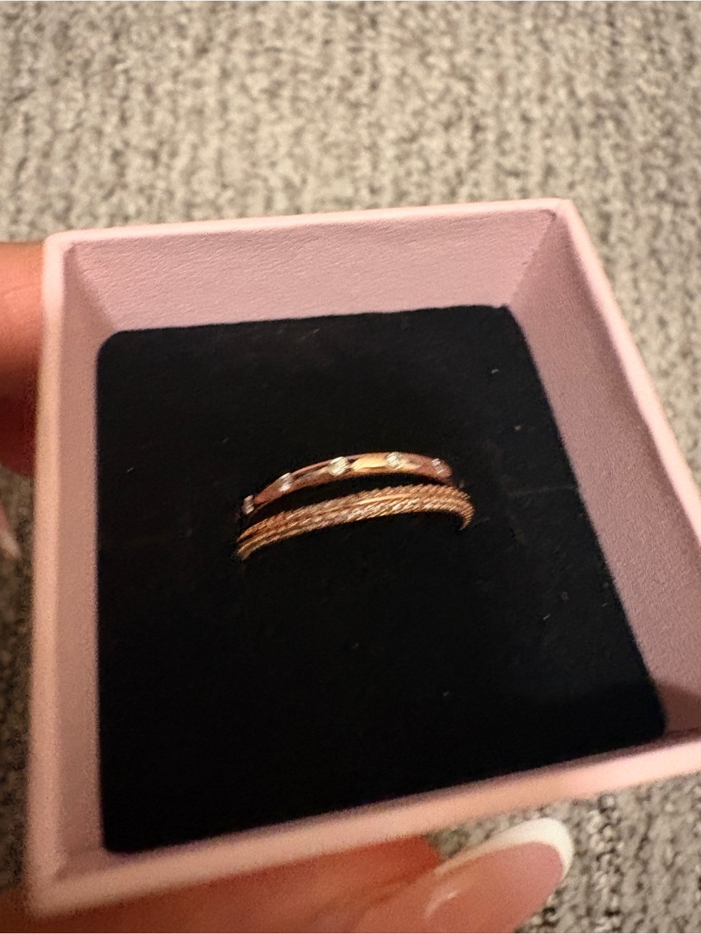 Pandora Rose Gold Stacked Ring Set - Women's Jewelry